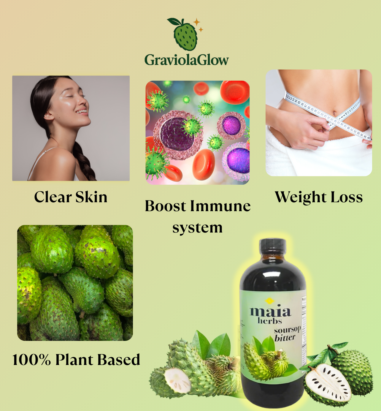 Graviola Glow™ Soursop Bitters – Gut Detox & Immune Support (16oz)